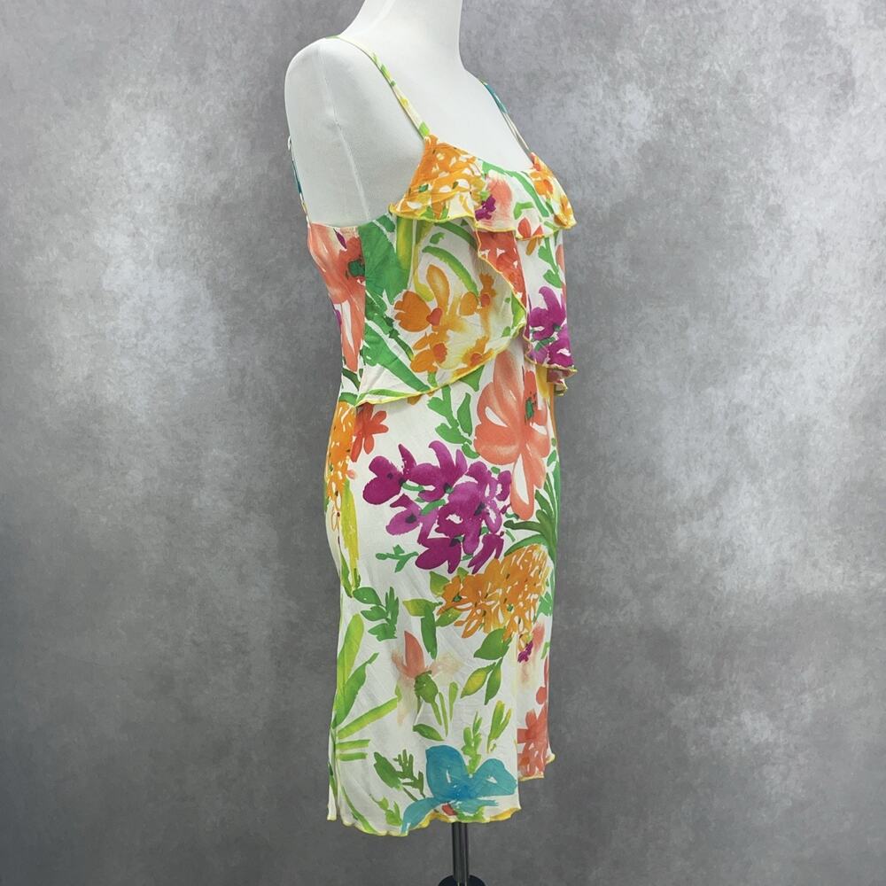 Jams World Womens Sm Summer Garden Layered Ruffle Dress Floral Hawaiian Resort - Picture 2 of 9
